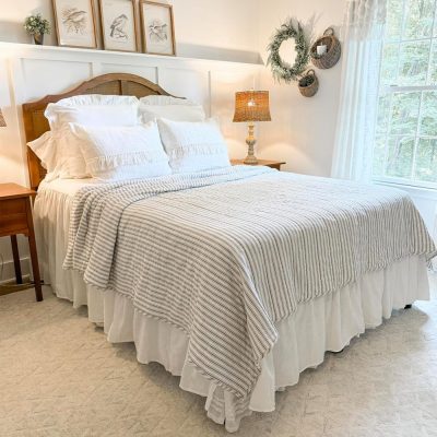 Timeless Ticking Gray Luxury King Quilt 105Lx120W