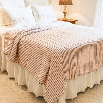 Timeless Ticking Red Luxury King Quilt 105Lx120W