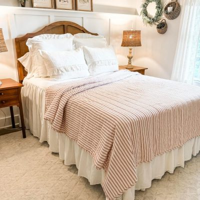 Timeless Ticking Red Queen Quilt 90Lx90W