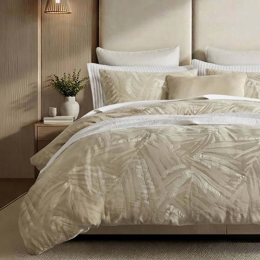 Harbor House Coastal Leaves 3 Piece 3 Piece Cotton Duvet Set in Linen, King HHD12-1956 - Image 5