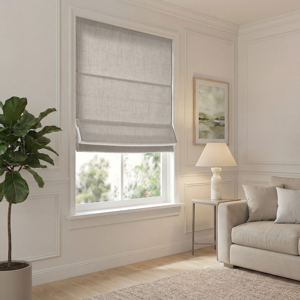 Madison Park Mira Cordless Roman Shade in Grey, 35x64" MP40-9066 - Image 2