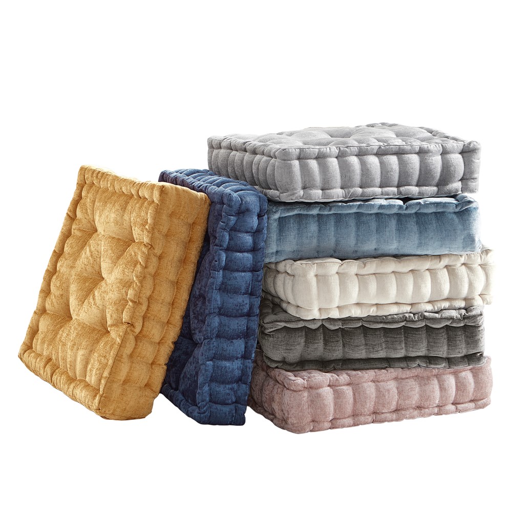 Intelligent Design Azza Poly Chenille Square Floor Pillow Cushion Compress Pack in Charcoal, 20x20" ID31-2475 - Image 2
