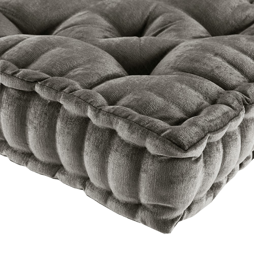 Intelligent Design Azza Poly Chenille Square Floor Pillow Cushion Compress Pack in Charcoal, 20x20" ID31-2475 - Image 4