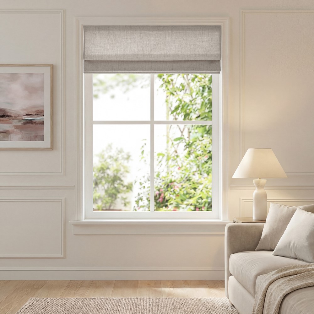 Madison Park Mira Cordless Roman Shade in Grey, 29x64" MP40-9062 - Image 3