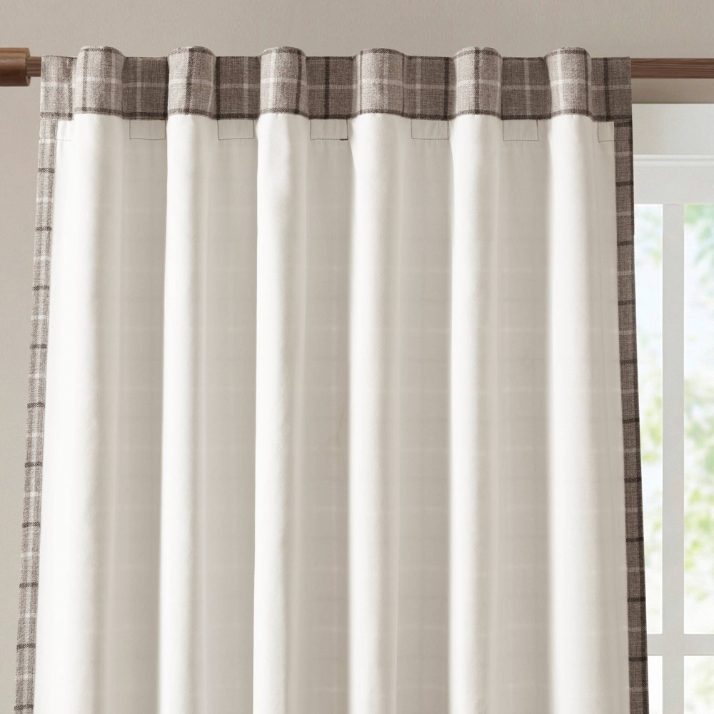 Madison Park Anaheim Plaid Rod Pocket and Back Tab Curtain Panel with Fleece Lining in Brown, 50x95" MP40-9069 - Image 3