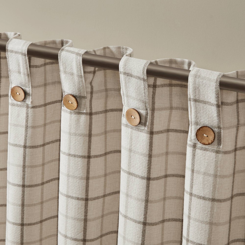 Madison Park Anaheim Plaid Rod Pocket and Back Tab Curtain Panel with Fleece Lining in Neutral, 50x84" MP40-9068 - Image 2