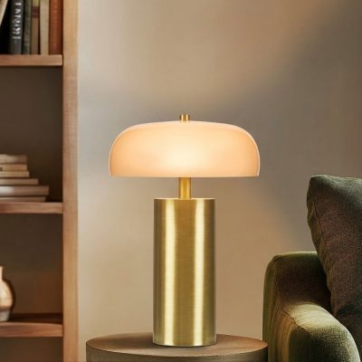 INK+IVY Nilo Table Lamp with Opaque Glass Shade in Gold, One Size II153-0163