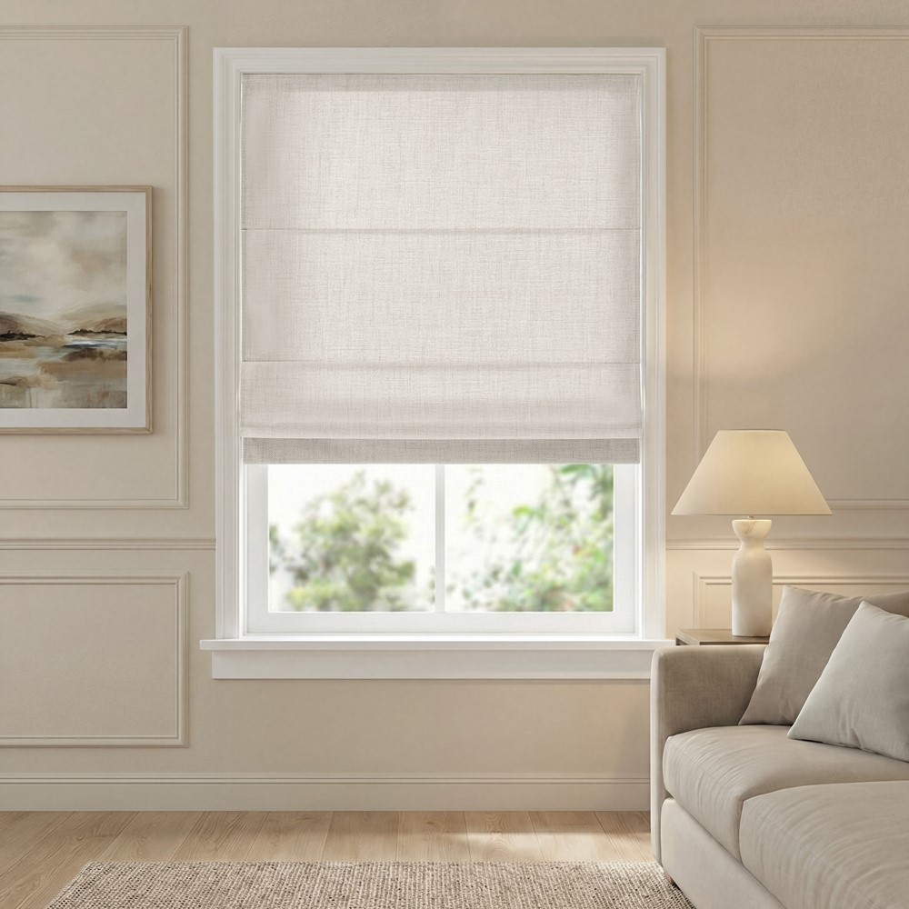Madison Park Mira Cordless Roman Shade in White, 33x64" MP40-9038