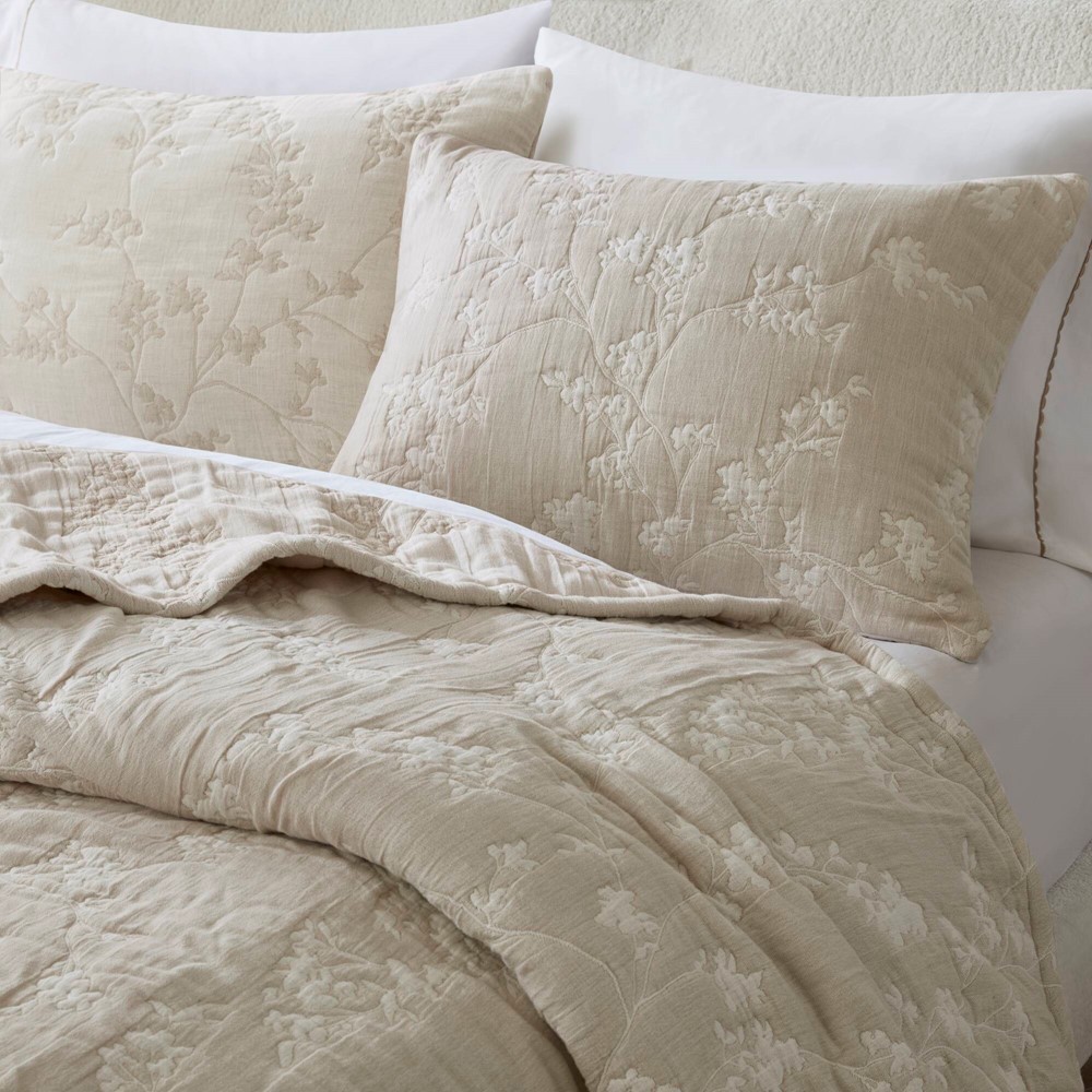 Harbor House Catalina Botanical 3 Piece Jacquard Cotton Gauze Quilt Set in Linen, King HHD14-1993 - Image 4