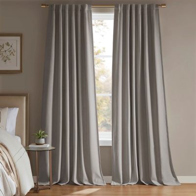 Madison Park Karien Sound blocking/Total blackout curtain panel pair in Grey, 2-PK 52x108" MP40-8767