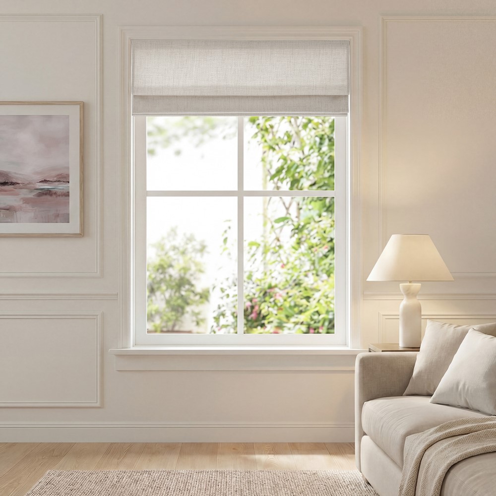 Madison Park Mira Cordless Roman Shade in White, 34x64" MP40-9039 - Image 2