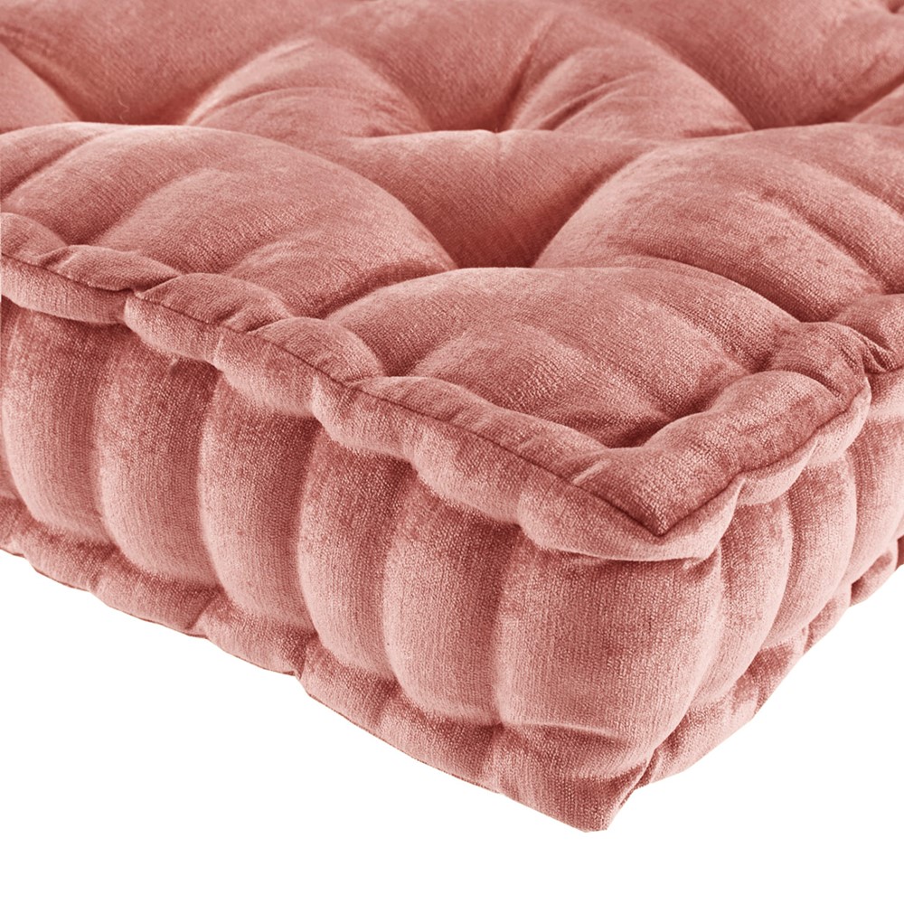 Intelligent Design Azza Poly Chenille Square Floor Pillow Cushion Compress Pack in Dusty Peach, 20x20" ID31-2479 - Image 3