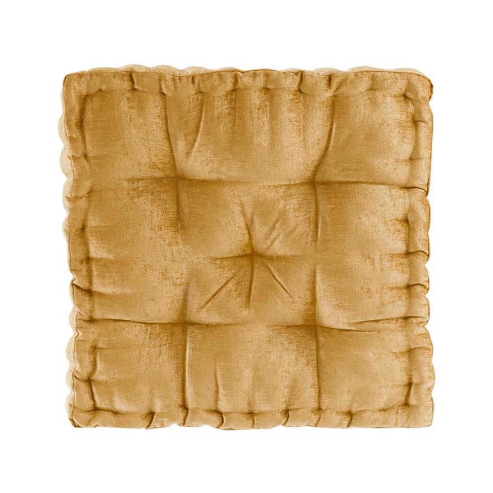 Intelligent Design Azza Poly Chenille Square Floor Pillow Cushion Compress Pack in Yellow, 20x20" ID31-2477 - Image 5