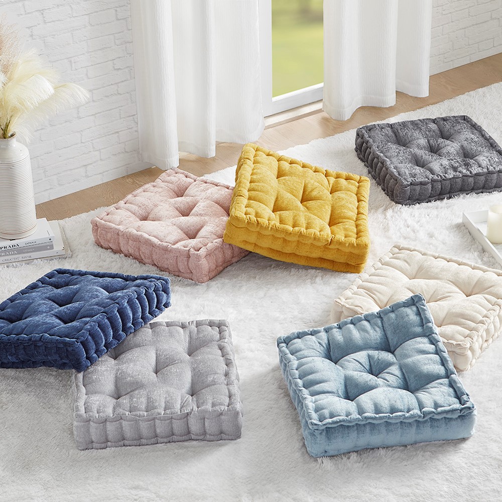Intelligent Design Azza Poly Chenille Square Floor Pillow Cushion Compress Pack in Blush, 20x20" ID31-2472 - Image 3