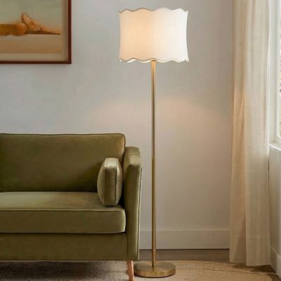 INK+IVY Vesta Dimmable Floor Lamp with Fabric Scalloped Shade in Gold, One Size II154-0165