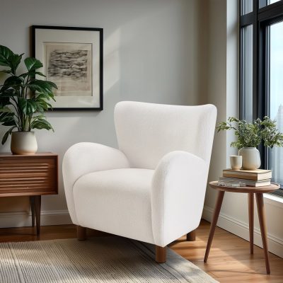 INK+IVY Stella Wingback Armchair in Ivory, One Size II100-0612