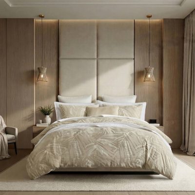 Harbor House Coastal Leaves 3 Piece 3 Piece Cotton Duvet Set in Linen, King HHD12-1956