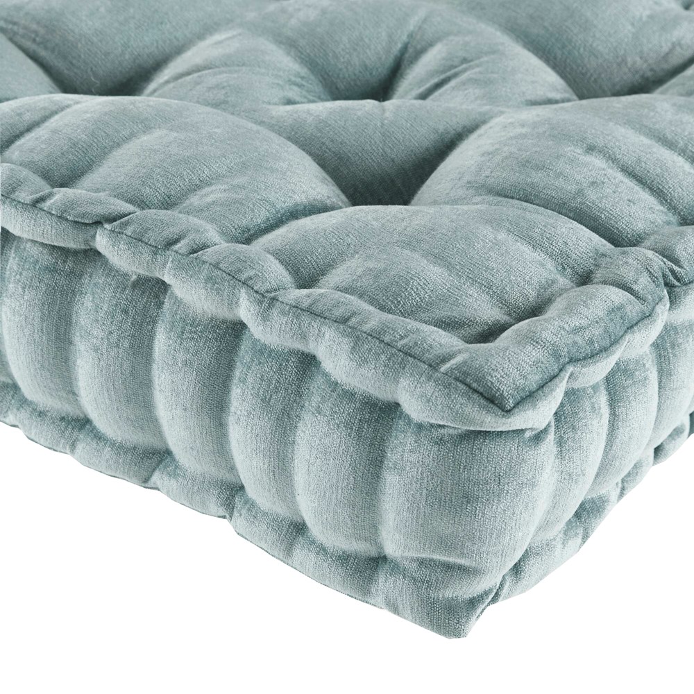 Intelligent Design Azza Poly Chenille Square Floor Pillow Cushion Compress Pack in Aqua, 20x20" ID31-2474 - Image 6