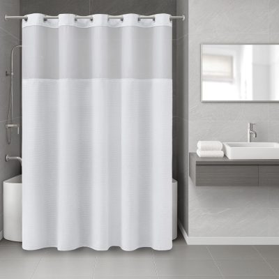 Nomad Home Plain Weave Luxury Shower Curtain - Waffle in White, 71"x74"+70"x54" NH70-0162