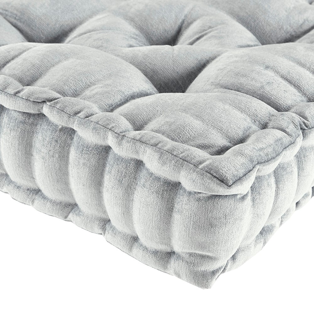 Intelligent Design Azza Poly Chenille Square Floor Pillow Cushion Compress Pack in Grey, 20x20" ID31-2478 - Image 2