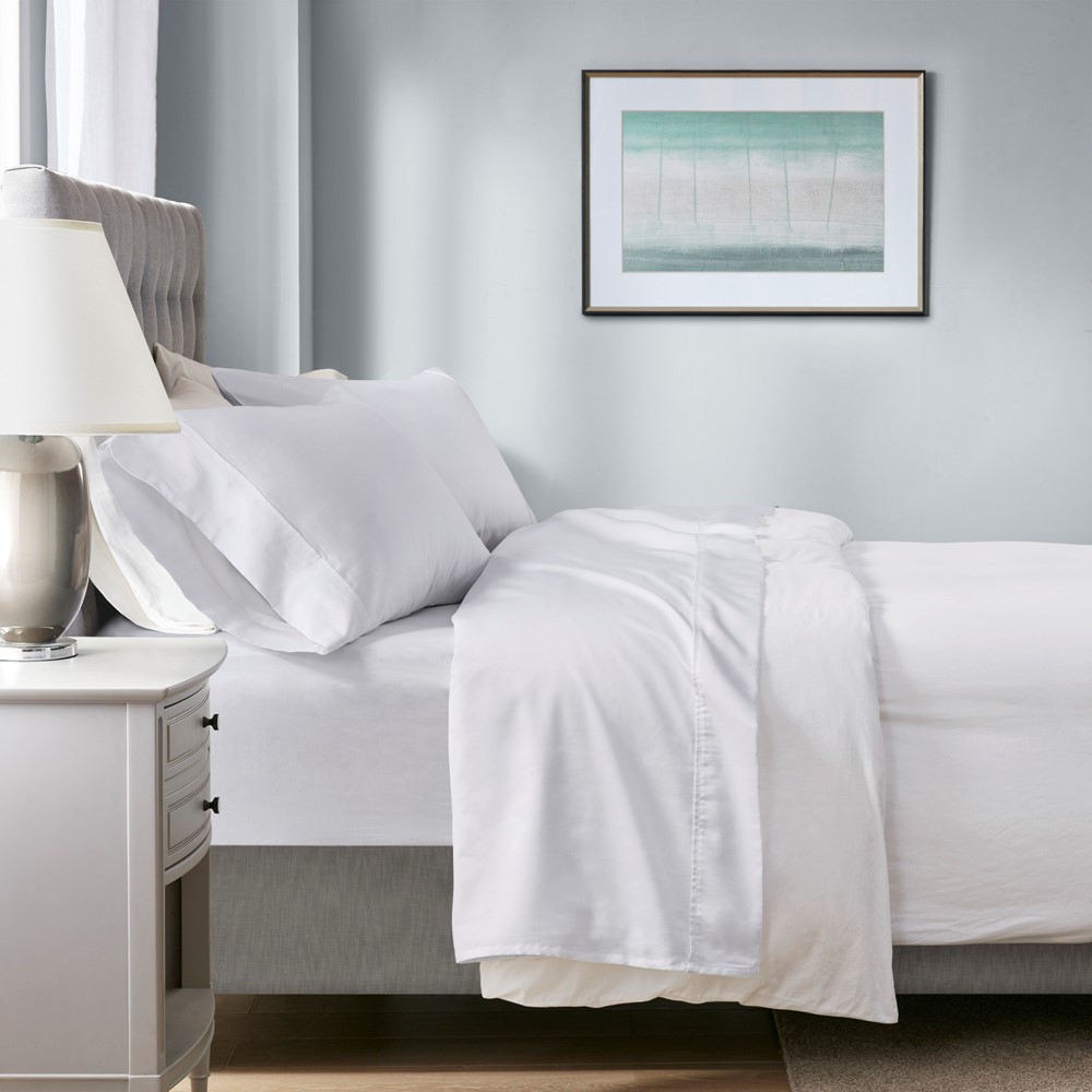 Madison Park 1000 Thread Count HeiQ Smart Temperature Cotton Blend 4 PC Sheet Set in White, Full MP20-8935