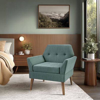510 Design Newtin Mid-Century Modern Lounge Chair in Blue, One Size 5DS100-0065