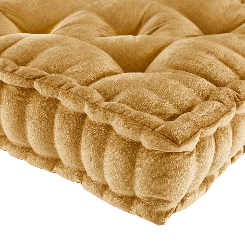 Intelligent Design Azza Poly Chenille Square Floor Pillow Cushion Compress Pack in Yellow, 20x20" ID31-2477 - Image 4