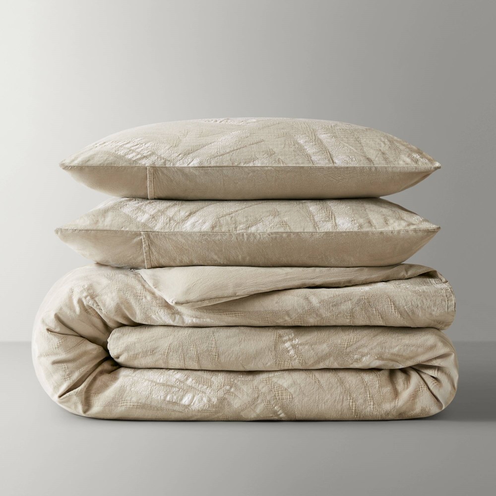 Harbor House Coastal Leaves 3 Piece 3 Piece Cotton Duvet Set in Linen, Full/Queen HHD12-1955 - Image 4