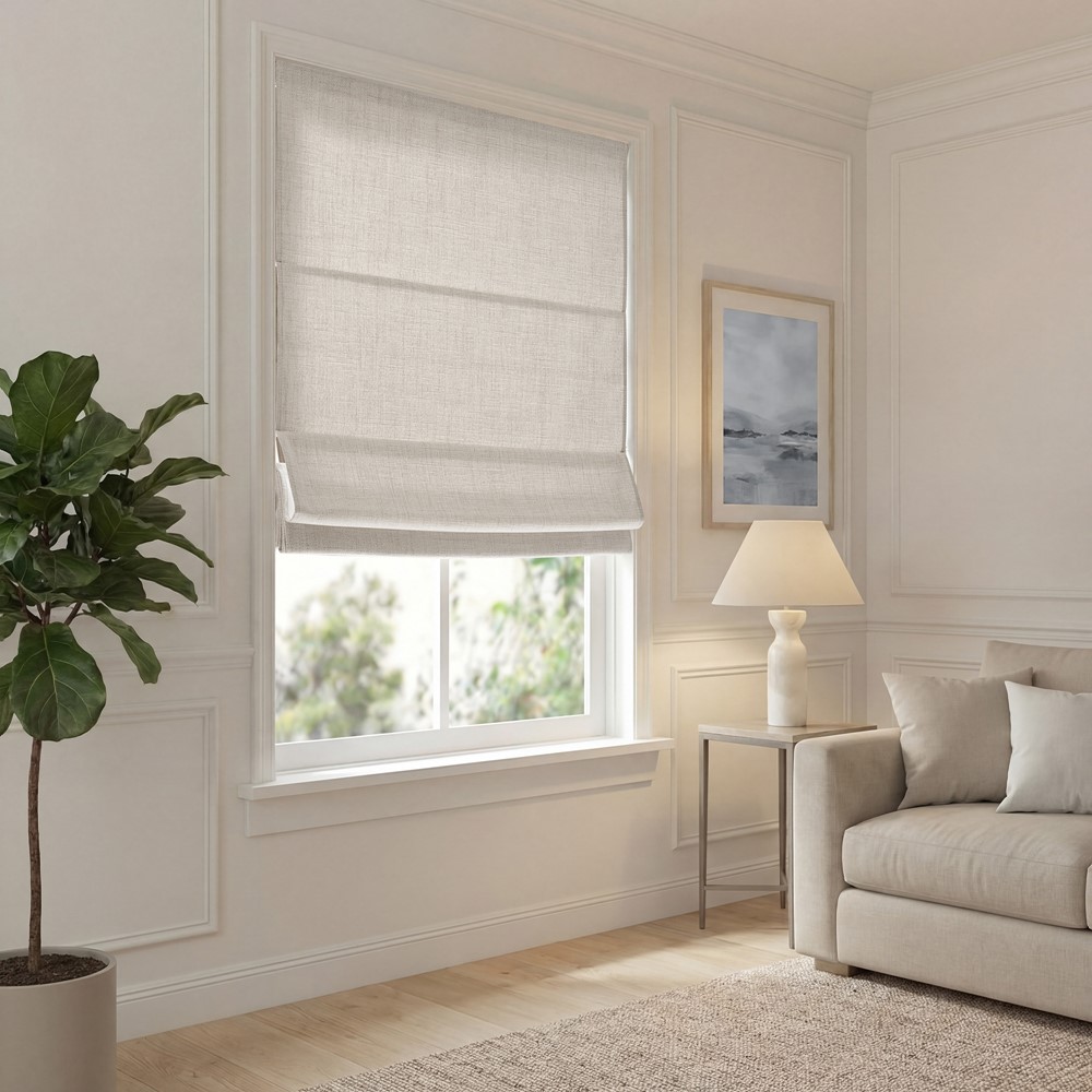 Madison Park Mira Cordless Roman Shade in White, 27x64" MP40-9035 - Image 3