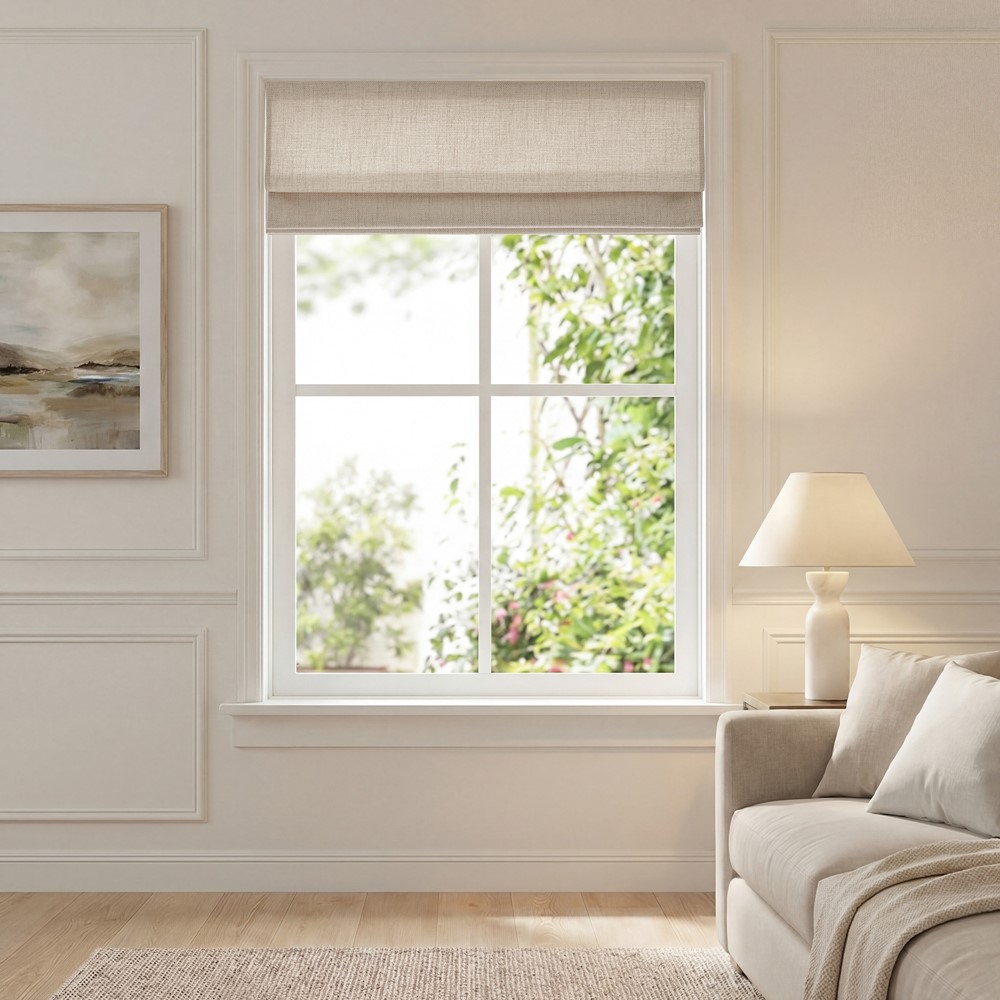 Madison Park Mira Cordless Roman Shade in Neutral, 31x64" MP40-9031 - Image 2