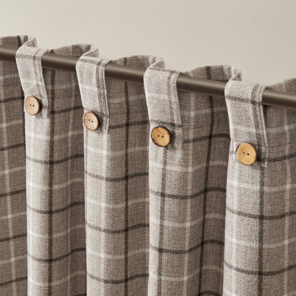 Madison Park Anaheim Plaid Rod Pocket and Back Tab Curtain Panel with Fleece Lining in Brown, 50x84" MP40-9067 - Image 2