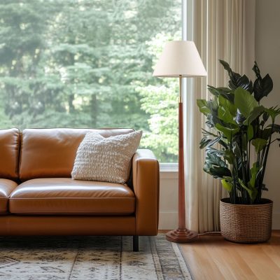 INK+IVY Verla Tapered Faux Wood Dimmable Floor Lamp in Brown, One Size II154-0166