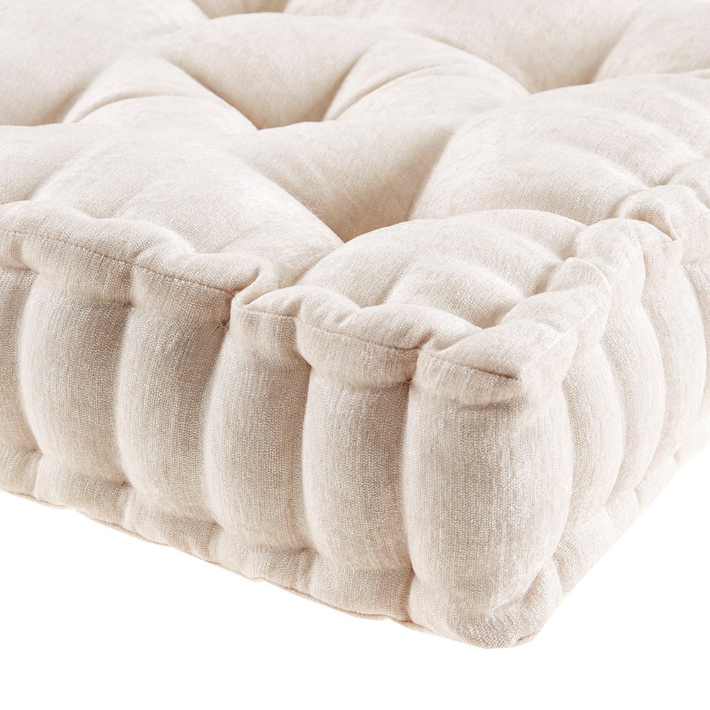 Intelligent Design Azza Poly Chenille Square Floor Pillow Cushion Compress Pack in Ivory, 20x20" ID31-2473 - Image 2