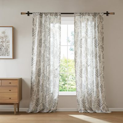 Madison Park Aria Floral Window Panel in Charcoal, 42x84" MP40-9019