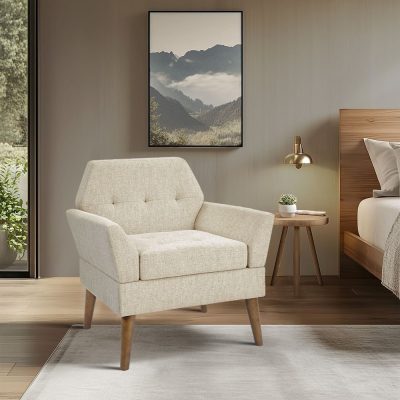 510 Design Newtin Mid-Century Modern Lounge Chair in Beige, One Size 5DS100-0064