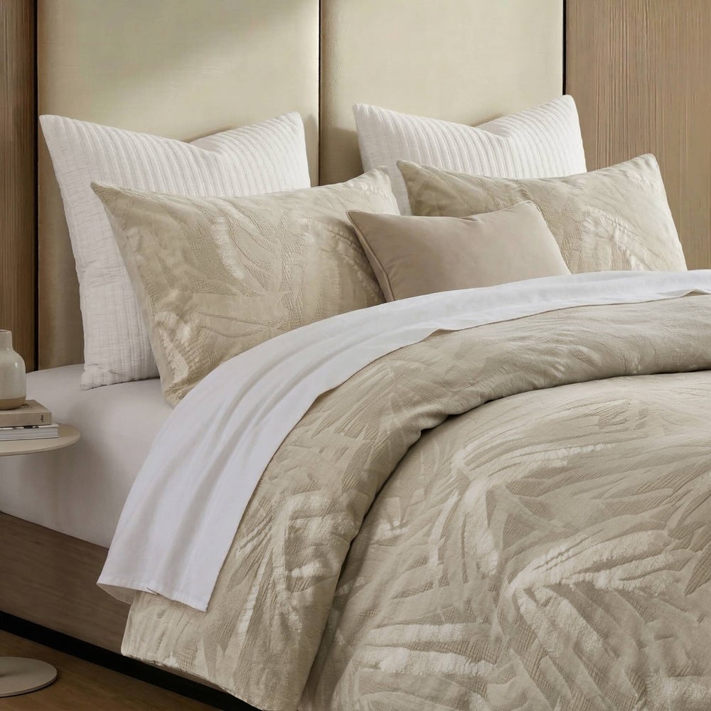 Harbor House Coastal Leaves 3 Piece 3 Piece Cotton Duvet Set in Linen, Full/Queen HHD12-1955 - Image 3