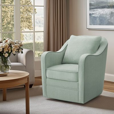 Madison Park Brianne Upholstered Swivel Curved Armchair in Mint, One Size MP103-1297