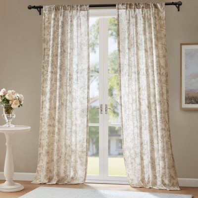 Madison Park Lana Floral Window Panel in Neutral, 42x84" MP40-9012