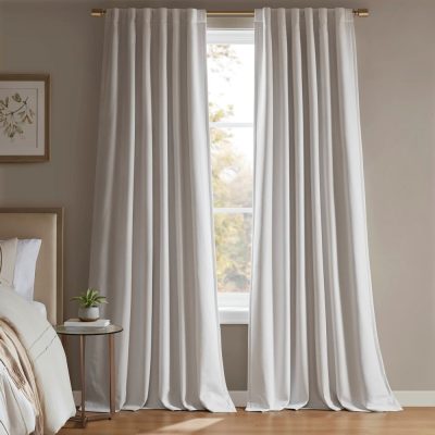 Madison Park Karien Sound blocking/Total blackout curtain panel pair in White, 2-PK 52x84" MP40-8762